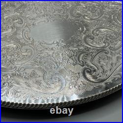 Vintage Silver Plated Footed Cocktail Tray English Drinks Ball & Claw Feet