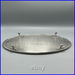 Vintage Silver Plated Footed Cocktail Tray English Drinks Ball & Claw Feet