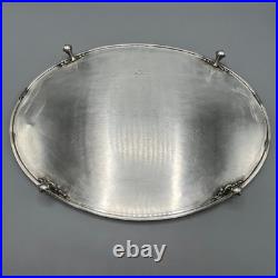Vintage Silver Plated Footed Cocktail Tray English Drinks Ball & Claw Feet