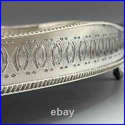 Vintage Silver Plated Gallery Serving Tray Footed English Sheffield Cocktail