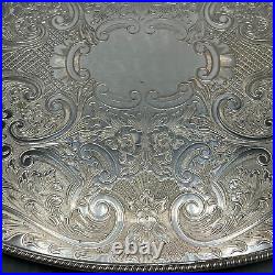 Vintage Silver Plated Gallery Serving Tray Handles Cocktail Drinks Tea English