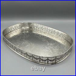 Vintage Silver Plated Gallery Tray Rectangular Drinks Swags Adam Style English