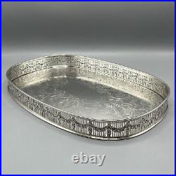 Vintage Silver Plated Gallery Tray Rectangular Drinks Swags Adam Style English