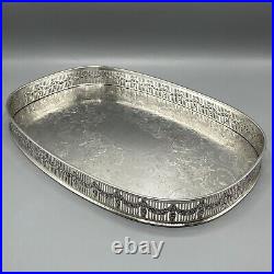 Vintage Silver Plated Gallery Tray Rectangular Drinks Swags Adam Style English