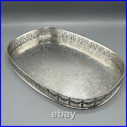 Vintage Silver Plated Gallery Tray Rectangular Drinks Swags Adam Style English