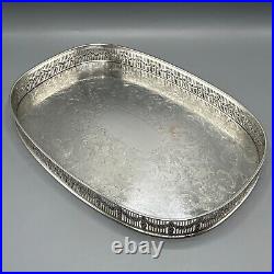 Vintage Silver Plated Gallery Tray Rectangular Drinks Swags Adam Style English