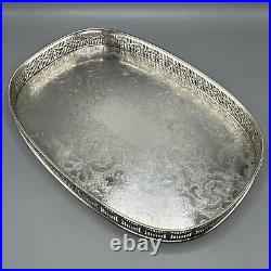 Vintage Silver Plated Gallery Tray Rectangular Drinks Swags Adam Style English