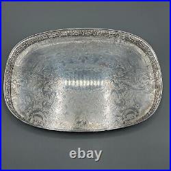 Vintage Silver Plated Gallery Tray Rectangular Drinks Swags Adam Style English