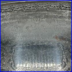 Vintage Silver Plated Gallery Tray Rectangular Drinks Swags Adam Style English