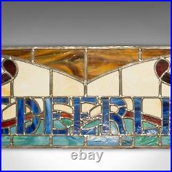 Vintage Stained Glass Window, English, Lead, Pub, Panel, Art Deco, 20th Century