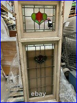 Vintage Stained Glass windows with wooden frames