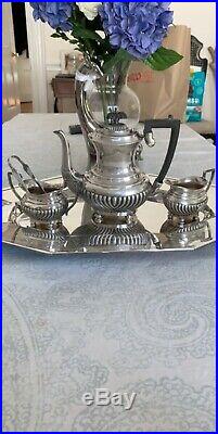 Vintage Sterling Silver English Sheffield Five Pieces Tea Or Coffee Service