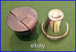 Vintage Sterling Silver English Sheffield Jigger Set Leather Case Travel Barware