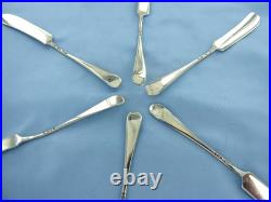 Vintage Sterling Silver Set Of Six Old English Butter Spreaders. Sheffield 1933