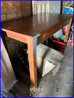 Vintage Teak Science Lab Bench, School Worktop Shop Display or Dining Kitchen Top