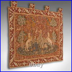 Vintage Wall Tapestry, English, Needlepoint, The Lady and the Unicorn, C. 1980