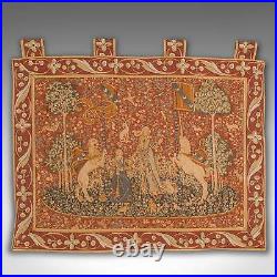 Vintage Wall Tapestry, English, Needlepoint, The Lady and the Unicorn, C. 1980