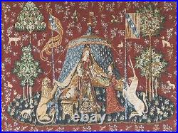 Vintage Woven Tapestry Wall hanging. Lady With Unicorn Tent