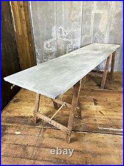Vintage Zinc Top Trestle Table Dining Garden Table Metal Table Zinc Top Table