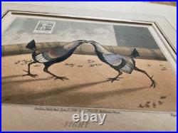 Vintage, antique Art, Cock Fighting set of 4 1840 Old English Game Engraving OEG