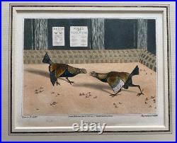 Vintage, antique Art, Cock Fighting set of 4 1840 Old English Game Engraving OEG