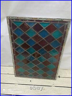 Vintage antique harlequin English Stained Glass Window Pane 808mm x 590mm