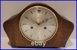 Vintage c1960's English Smiths Oak Cased Chiming Mantel Clock (Fully Serviced)