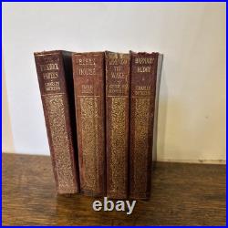 Vintage charles dickens book collection antique leather bound 4 gilt pre 1911