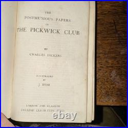 Vintage charles dickens book collection antique leather bound 4 gilt pre 1911
