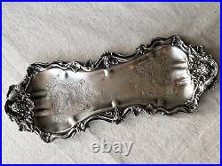 Vintage english silver serving platter with hallmarks vintage trinket plate