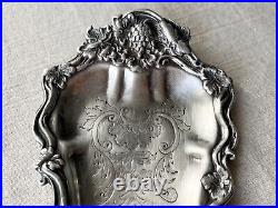 Vintage english silver serving platter with hallmarks vintage trinket plate