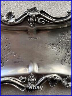 Vintage english silver serving platter with hallmarks vintage trinket plate