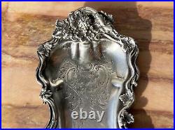 Vintage english silver serving platter with hallmarks vintage trinket plate