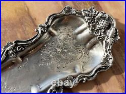 Vintage english silver serving platter with hallmarks vintage trinket plate