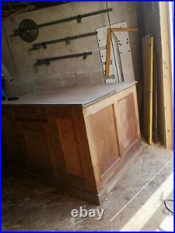 Vintage kitchen island science lab desk double sided solid oak