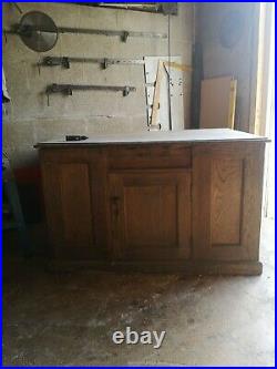 Vintage kitchen island science lab desk double sided solid oak