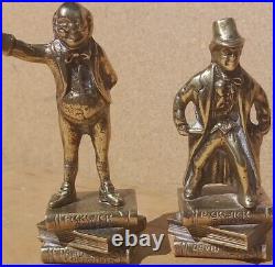 Vintage old Antique Brass David Copperfield Pickwick Papers Charles Dickens pair