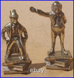 Vintage old Antique Brass David Copperfield Pickwick Papers Charles Dickens pair