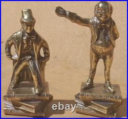 Vintage old Antique Brass David Copperfield Pickwick Papers Charles Dickens pair