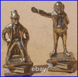 Vintage old Antique Brass David Copperfield Pickwick Papers Charles Dickens pair