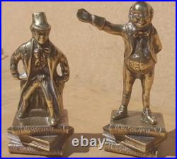 Vintage old Antique Brass David Copperfield Pickwick Papers Charles Dickens pair