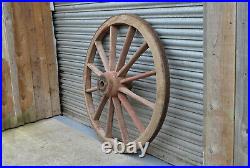 Vintage old wooden cart wagon wheel / English hay cart / 117 cm / 41 kg