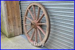 Vintage old wooden cart wagon wheel / English hay cart / 117 cm / 41 kg