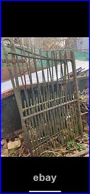 Vintage reclaimed old heavy duty antique wrought iron gates, hand made
