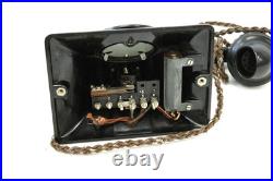 Vtg 1930's BLACK BAKELITE English Made Internal TELEPHONE 9 x 5 x 5 -L52