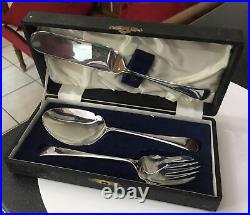 Vtg Walker & Hall Old English Silver Plate Serving Set Salad Cake Pastry Servers