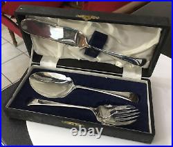 Vtg Walker & Hall Old English Silver Plate Serving Set Salad Cake Pastry Servers