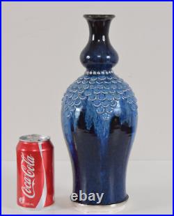 William Barnes Studio Art Pottery Fish Scale Flambe Vase English Vintage Antique