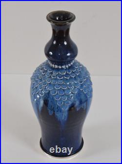 William Barnes Studio Art Pottery Fish Scale Flambe Vase English Vintage Antique