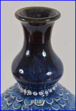 William Barnes Studio Art Pottery Fish Scale Flambe Vase English Vintage Antique